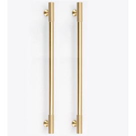 RZDEAL 2pcs Solid Brass Gold Cabinet Pulls, 8-3/4 Inch Hole Centers for Kitchen Cupboard Handles Modern Drawer Dresser Pulls Bathroom Brushed Brass Cabinet Pulls Wardrobe Door