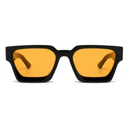 qinqilanqi-S Vintage Rechteckige Sonnenbrille für Damen Herren Chunky Rectangle Sonnenbrille Retro Brille UV- Schutz (schwarz/hellorange)