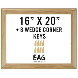Bliss Solid Wood Stretcher Bar DIY Kit 3/4" Deep with Plastic Keys for Canvas Art or Needlepoint,16"x20"
