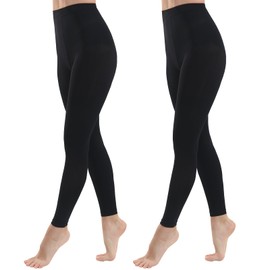 MANZI Footless Tights for Women Dance Tights 40 Denier Semi Opaque Pantyhose 2 Pairs Black S-M