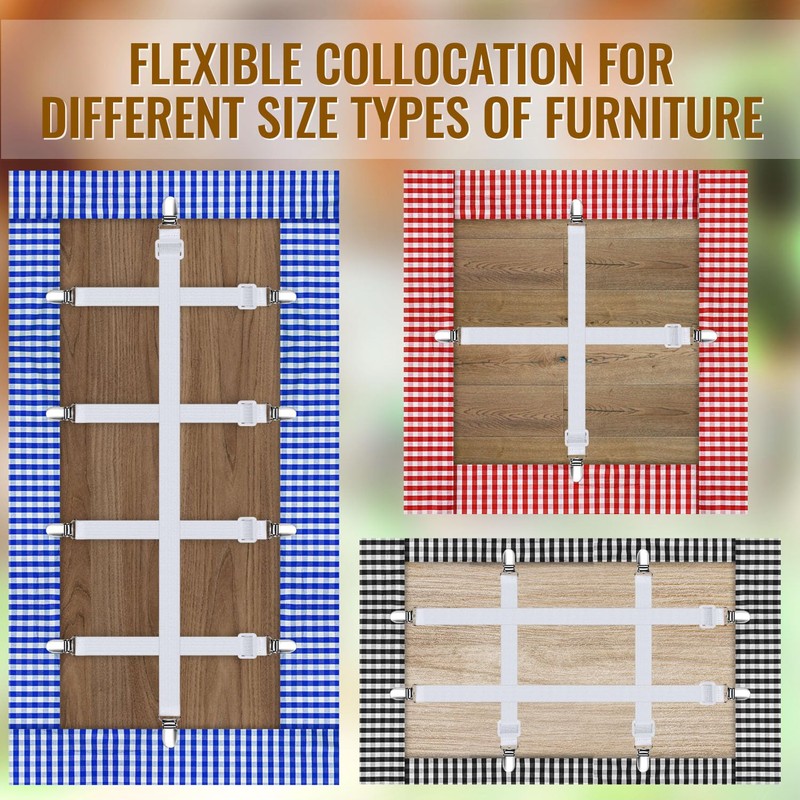 6 Pack Hidden Strap Tablecloth Clips for Outdoor Elasticity Picnic
