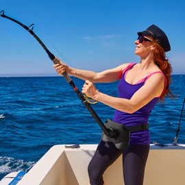 PELLOR Fishing Fighting Belt, 361° Adjustable Fishing Rod Holder with with EVA Padded for Saltwater Freshwater