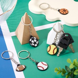 Craftdady 5pcs Sports Ball Keychains for Bag Basketball Football Keychains for Party Favors Birthday Mini Cute Sport Key Ring for School Carnival Reward 79-88 mm