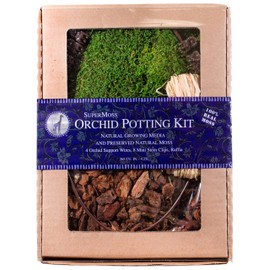 SuperMoss (90447 Orchid Potting Kit with Sheet Moss - Complete Orchid Potting Mix with Bark Stakes Clips and Moss - Indoor Plant Accessories for Orchid Pots, 120 Cubic Inch (Appx 4 oz)