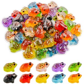Exasinine 50Pcs Luminous Mini Resin Frog 10 Colors Miniature Frog Figurines Tiny Animals for Crafts Fairy Garden Micro Moss Landscape Aquarium