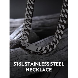 Bandmax 12MM Chunky Chain Choker Necklace for Men Women Black Miami Link Chain Rope Chain Necklace Old School Hip Hop Rock Biker Jewelry