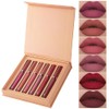 6PCS Lápiz labial mate, lápiz labial antiadherente, lápiz labial hidratante