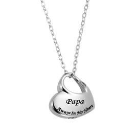 sourcing map Heart Cremation Necklace for Ashes Papa, Urn Ash Memorial Cremation Necklaces Waterproof Keepsake Pendant with Funnel Kit for Ashes of Loved Ones (Silver Tone)