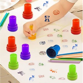40 Pieces Animal Stamps, Self-Inking Stampers for Arts and Crafts, Novelty Toys for Kids' Birthday Gifts, Perfect Party, Loot Bag Fillers, Prizes, Teacher Reward Stamps