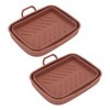 2 Pcs Silicone Air Cooker Pot with Handle Rectangular Fryer