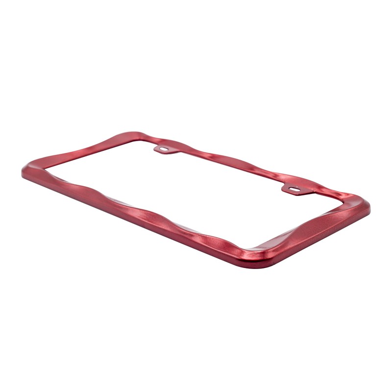 Creathome 3D Curly Wave Pattern Shining Red License Plate Frame