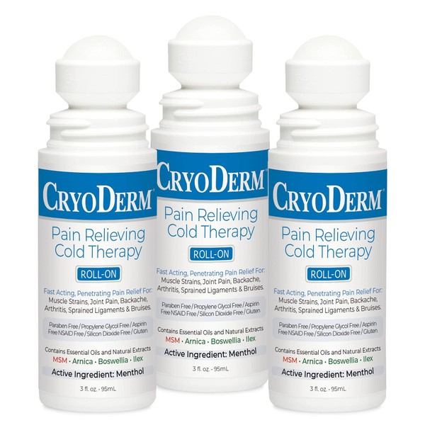 Cryoderm Roll-On 3-Pack, 3 Fl Oz (Pack of 3)