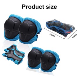 Mikiuly Children's Knee Pad Set, Children's Protector Inline Pad Set, 6 in 1 Professional Knee Pads Inline Children, Knee Pads Children, for Rollerblading, Skating, Skateboarding, Cycling, Blue