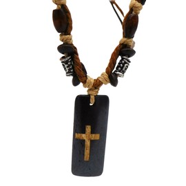 Westmon Works Hawaiian Cross Pendant Necklace Wooden with Adjsutable Cord and Charms Tropical Surfer Style Fashion Accessory