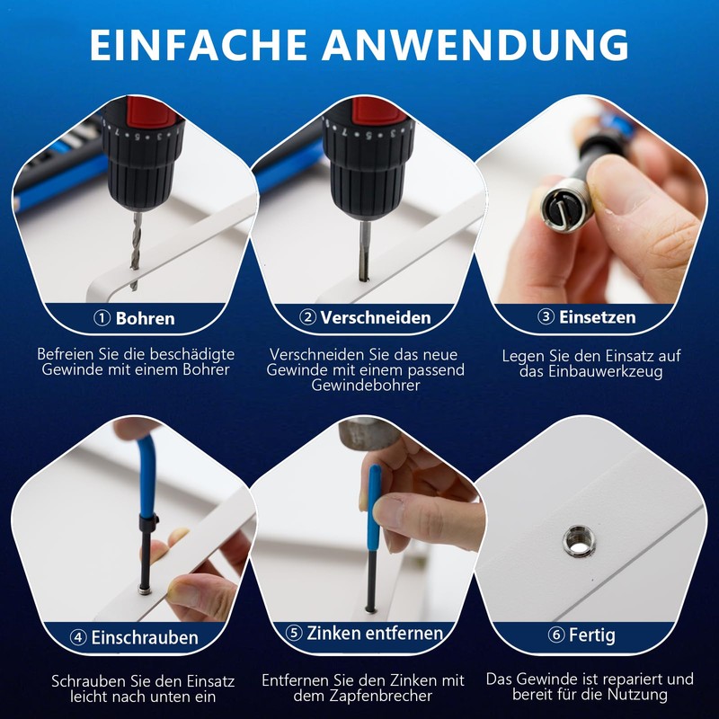 DASBSTE Thread Repair Set, Thread Repair Tools with M5 M6