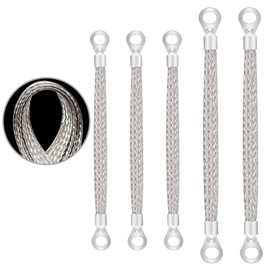 Hmknana 5PCS Ground Strap Automotive,2 Sizes 10" x 1/2" and 13" x 1/2" Tinned Copper Braided Ground Straps,Universal Vehicle Engine Grounding Cable Straps with 5/16" Ring Terminal for Most Cars