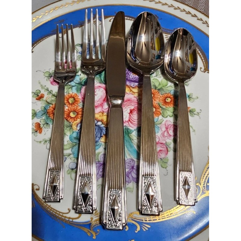 Hampton Forge Argent Orfevres Cabriole Art Deco 5-Piece 18/10 Stainless