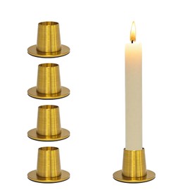 Gold Taper Candle Holders Set of 4 - Brushed Gold Candlestick Holders, Round Tapered Candlestick Holders for Home Decoration, Wedding, Anniversary, Party | Housewarming Gifts Candle Holders