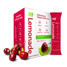 310 Lemonade Cherry Lime - Water Enhancer Sugar Free - Powdered Drink Mixes & Flavorings with Alkalizing Minerals - Water Flavor Packets for Energy & Hydration - 30 Single Servings to Go