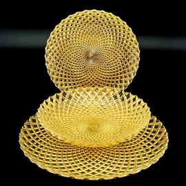 Red Pomegranate PAVO Glass Dinnerware Set, Set of 18 pcs, Gold