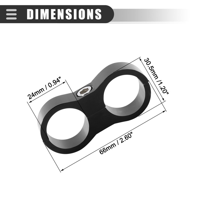 Motoforti Universal AN12 24mm Hose Separator Clamp,Aluminum Alloy, Black, 4pcs