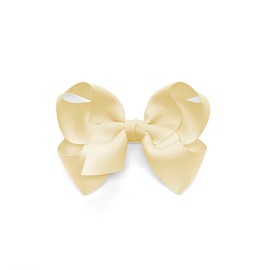 Bownita Girl's' Classic Handmade Grosgrain Hair Bow, Snag-free, No-Slip, Medium Size (Cream)