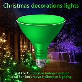 Gonhom - Paquete de 4 luces de inundación verdes PAR38 para exteriores, foco verde de inundación regulable, 20 W (equivalente a 200 W), luz LED verde base E26, bombillas de Navidad, porche al aire