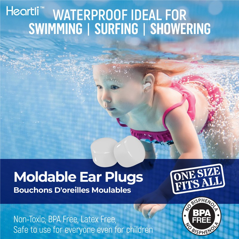 Heartli Premium Moldable Ultra Soft Silicon Ear Plugs Max Comfort