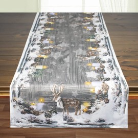 Kamaca Table Runner 40 x 140 cm with High-Quality Print Motif, Kitchen Dining Table Eyecatcher, Autumn, Winter, Christmas (Reindeer)