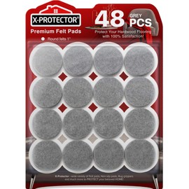 Felt Furniture Pads X-PROTECTOR - 48 Premium Felt Pads Floor Protector - Chair Felts Pads for Furniture Feet Wood Floors - Best Furniture Pads for Hardwood Floors - Protect Your Hard Floors! (Grey)