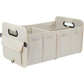 Car Trunk Organizer Car Storage Organizer Collapsible Multi Compartment Car Organizer Adjustable Straps for SUV(Beige)