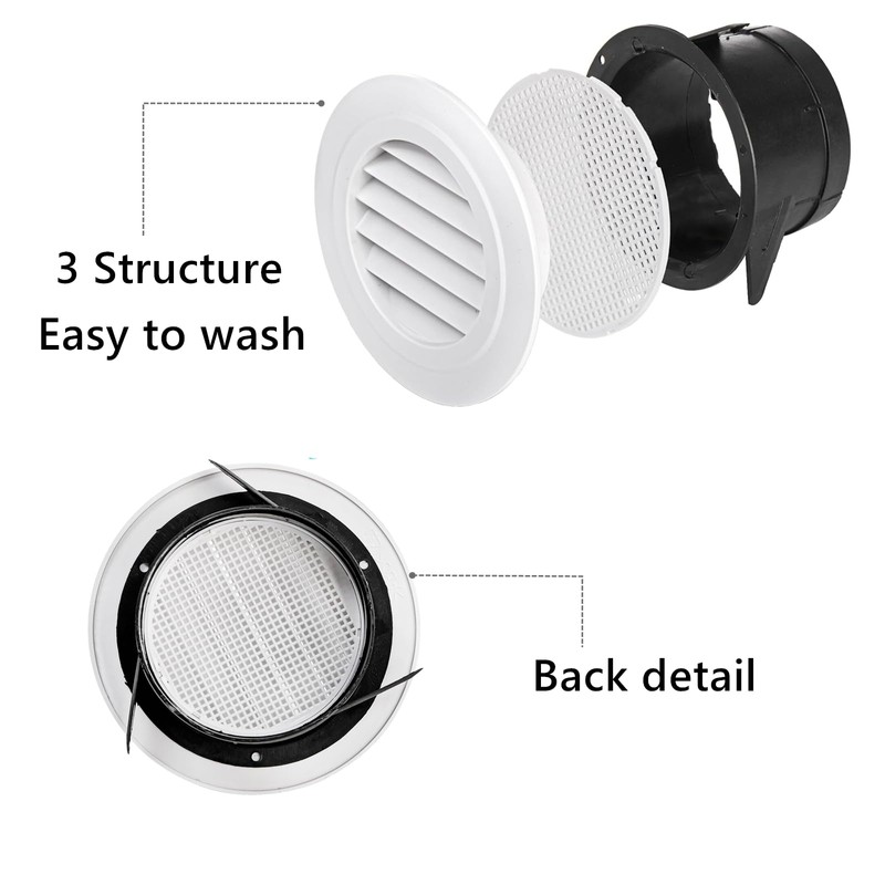 ToppYuanZea 8 Pack Round Air Vent, 4 Inch ABS Louver
