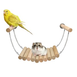 Litewoo Bird Wood Swing Perch Ladder with Hammock Cage Accessories for Bird Parrot Parakeet Cockatiel Lovebirds Budgie Conures Finch