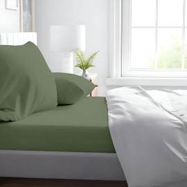 Kotton Culture Bed Sheets 4 Piece 100% Egyptian Cotton 600 Thread Count Soft Crisp Cooling Cotton Luxury Hotel Sheets Thick with 15" Inch Deep Pocket Snug Fit Sateen Weave(Sage Green,Queen)