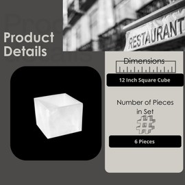 Steelite Resin Square Riser Box, Kenny Mack Smooth Cube Display Case Table Food Platform Server for Commercial Banquet Bakery Catering Foodservice Presentation, 4" Squared, Pearlized Shell White, 6 Pc