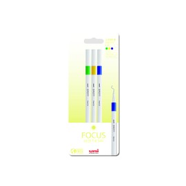 uni Emott Felt Tip Pens. Water Resistant, Non-Bleed and Fade-Proof Ink for Colouring, Art, Drawing, Writing, Journaling. Fineliner Tip Coloured Pens for Adults, Children, School Stationery. Pack of 3