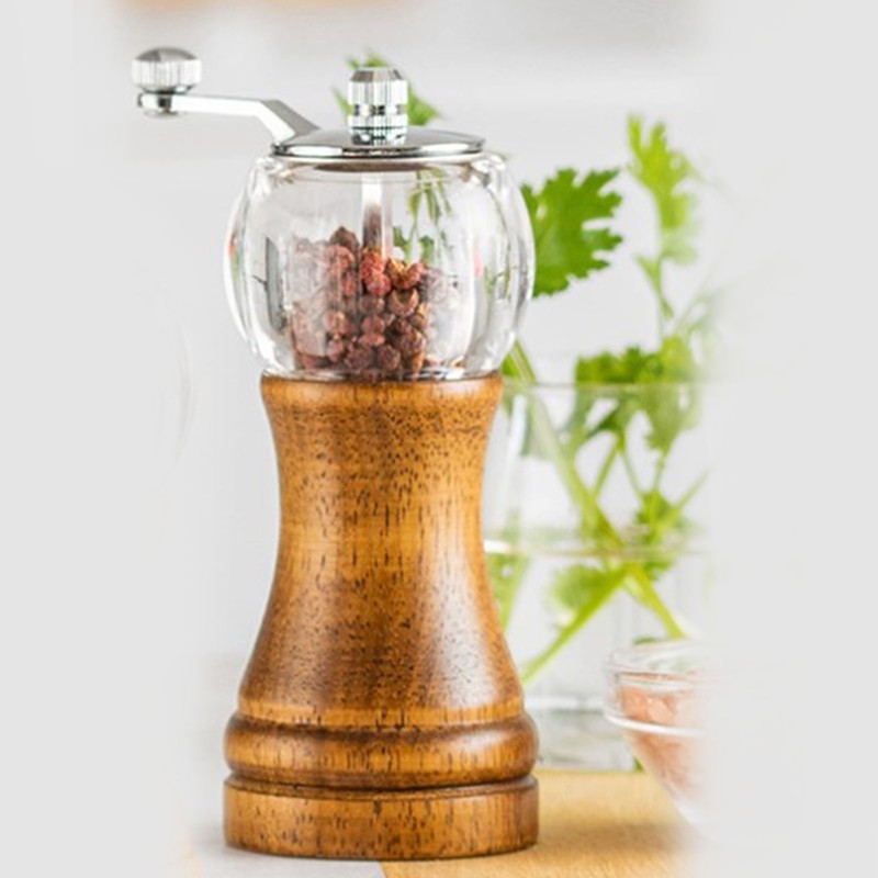 Hand Spice Grinder Peper Mill Vintage Adjustable Coarseness Wood Acrylic