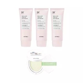 Gita 아트델리 멜라컷 톤업 선크림 50ml x3 + 셀라보 선쿠션 시즌2 23g Art Deli Melacut Tone-Up Sunscreen 50ml x3 + Selabo Sun Cushion Season 2 23g