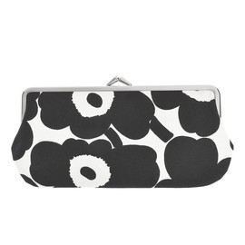 Marimekko 91496 190 Women's Mini UNIKKO Pouch, Unikko, Black, 190 black x white