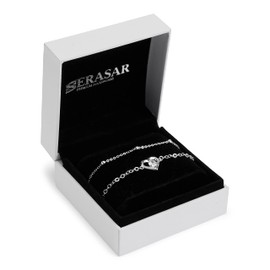 SERASAR Anklet for women, 925 sterling silver with 18 carat real gold plating, four colours, adjustable length, includes jewellery box, 925 Sterling Silver, White Gold, Cubic Zirconia, Created