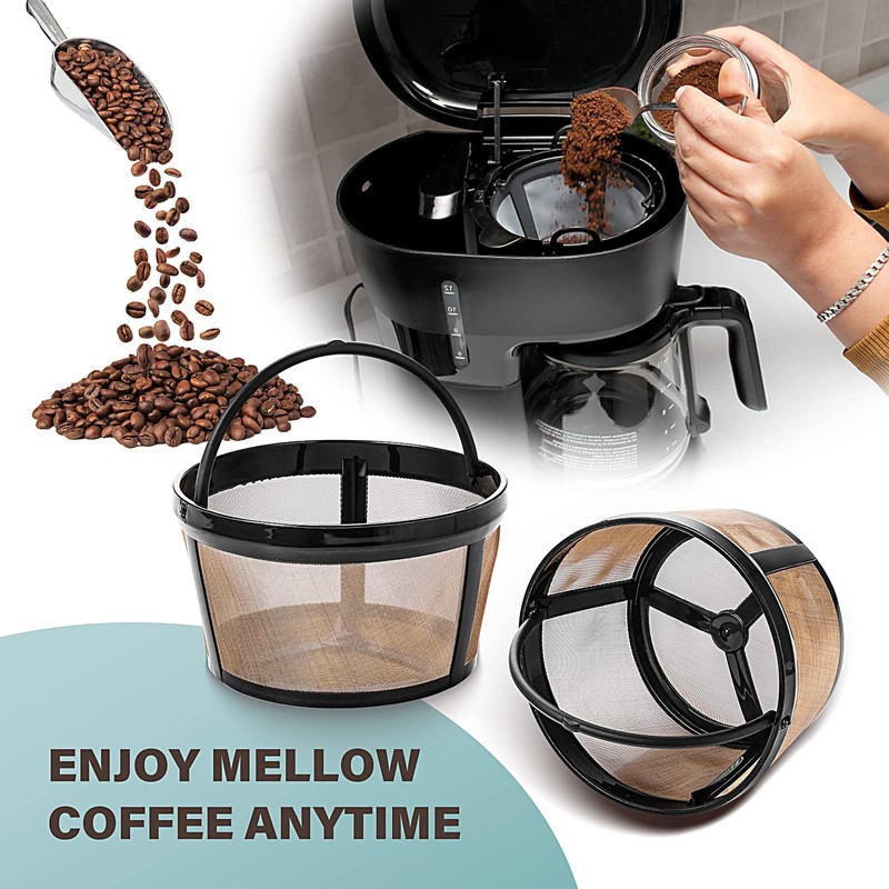 Prasacco Reusable Coffee Filter, 4 Cup Basket Coffee Filters Replacement