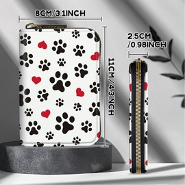 BWEGRHE Cute Credit Card Holder with Zipper, Cute Dog Paw Prints RFID-Blocking Card Case Small Wallet for Women Men, Multi-slot Card Organizer Case Travel Accordion Wallet