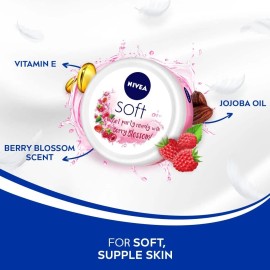 NIVEA Soft Light Moisturizer 50ml | Berry Blossom | With Vitamin E & Jojoba oil