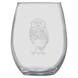 HipFlaskPlus 15oz Stemless Wine Glass -  Burrowing Owl