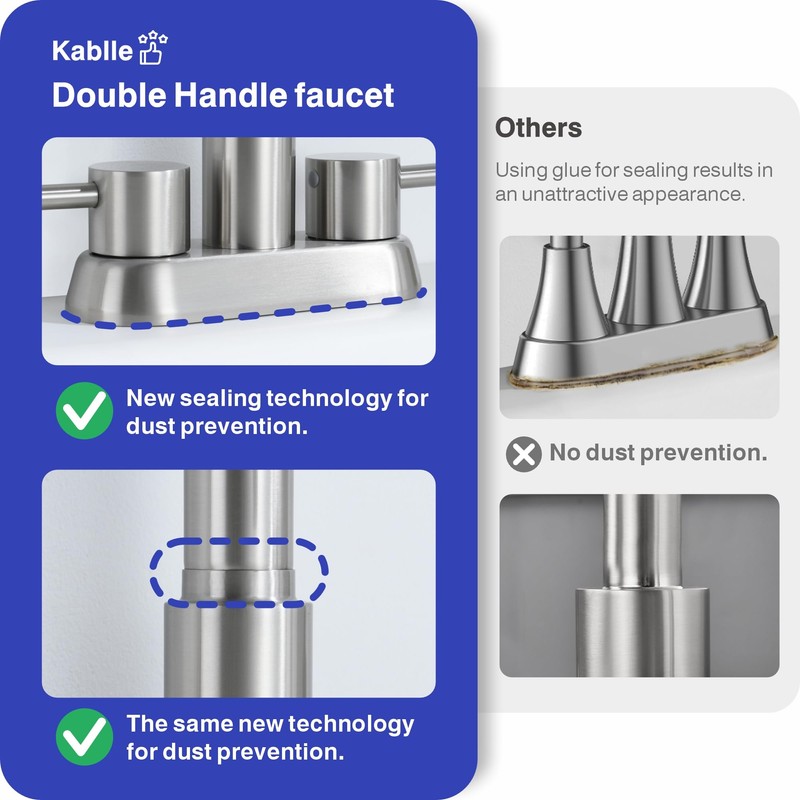 Kablle Bathroom Faucet with Pull Down Sprayer 3 Holes, Brushed