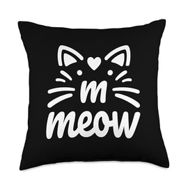 kitten meow monogram initials letter m cat face heart shape Throw Pillow