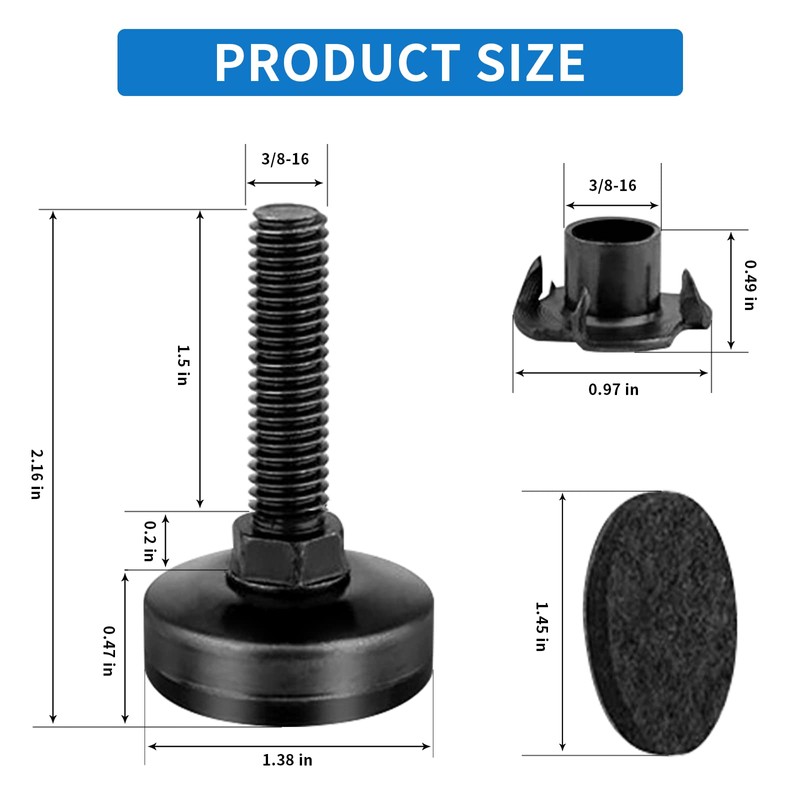 UOIENRT 10 Pcs Adjustable Furniture Leveling Feet, Adjustable Leg Levelers