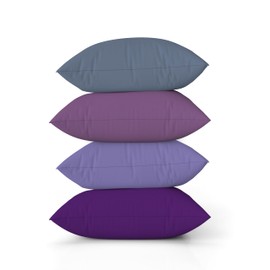 ggaimwf Plain Linen Cushion Covers for Sofa, Purple Gradient Cushion for Bed, Plant, Iris Flower Colour, Handmade Square Cushion Covers with Invisible Zip, 40 x 40 cm, Set of 4