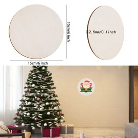 60 Pcs 6 Inch Wood Circles for Crafts Unfinished Circles Wooden Rounds Natural Round Wooden Disc Cutouts Blank Wood Slices for DIY Crafts, Coaster, Painting, Engraving, Home Decorations