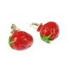 Strawberry Strawberry Fruit Stud Earrings Round Plug Berry Mini Bling
